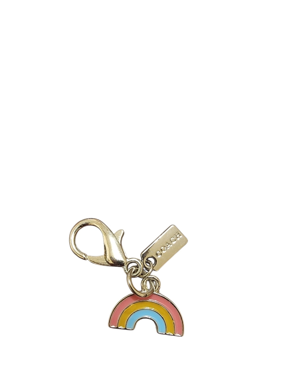 Coach Very Small Silver-Tone Rainbow Charm  Pink, Blue & Yellow